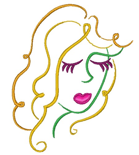 Womans Face Outline Machine Embroidery Design