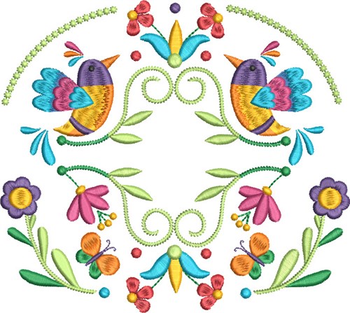 Hummingbird Folk Art 4 Machine Embroidery Design