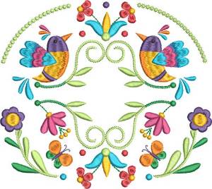 Picture of Hummingbird Folk Art 4 Machine Embroidery Design