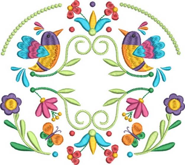 Picture of Hummingbird Folk Art 4 Machine Embroidery Design