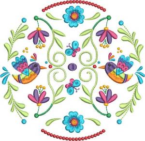 Picture of Hummingbird Folk Art 3 Machine Embroidery Design
