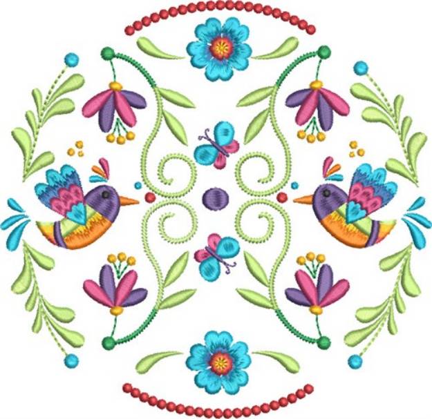 Picture of Hummingbird Folk Art 3 Machine Embroidery Design