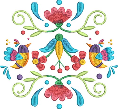 Hummingbird Folk Art 2 Machine Embroidery Design