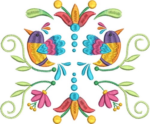 Hummingbird Folk Art 6 Machine Embroidery Design