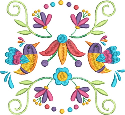 Hummingbird Folk Art 5 Machine Embroidery Design
