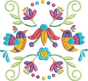 Picture of Hummingbird Folk Art 5 Machine Embroidery Design