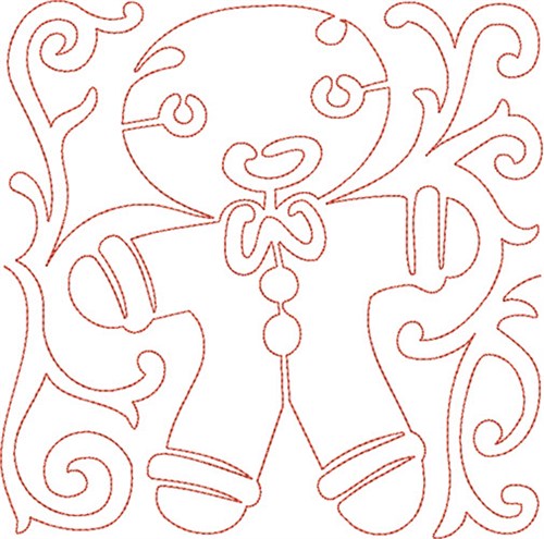 Gingerbread Quilt Block Machine Embroidery Design