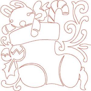 Picture of Stocking Quilt Block Machine Embroidery Design