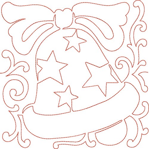 Christmas Bell Quilt Block Machine Embroidery Design