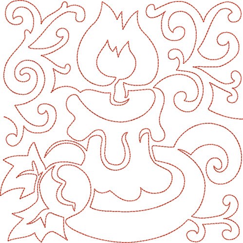 Christmas Candle Quilt Block Machine Embroidery Design