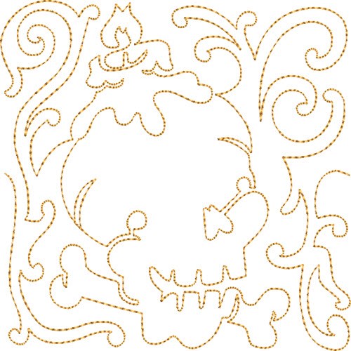 Halloween Skull Quilt Block Machine Embroidery Design