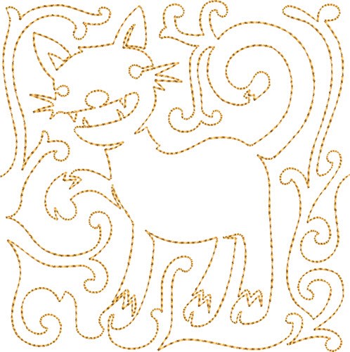 Halloween Cat Quilt Block Machine Embroidery Design