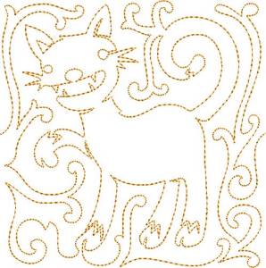 Picture of Halloween Cat Quilt Block Machine Embroidery Design
