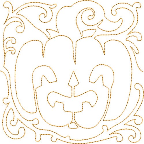 Pumpkin Quilt Block Machine Embroidery Design