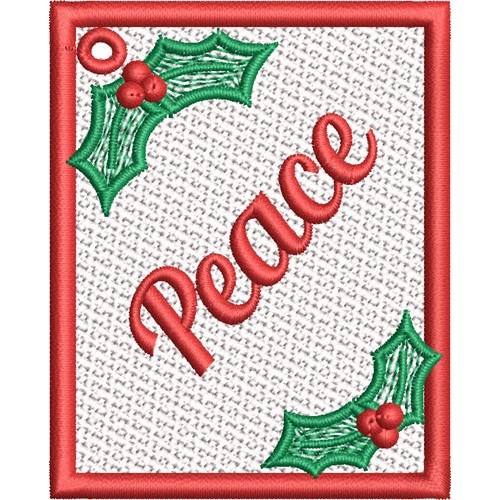 FSL Holiday Gift Tag Peace Machine Embroidery Design