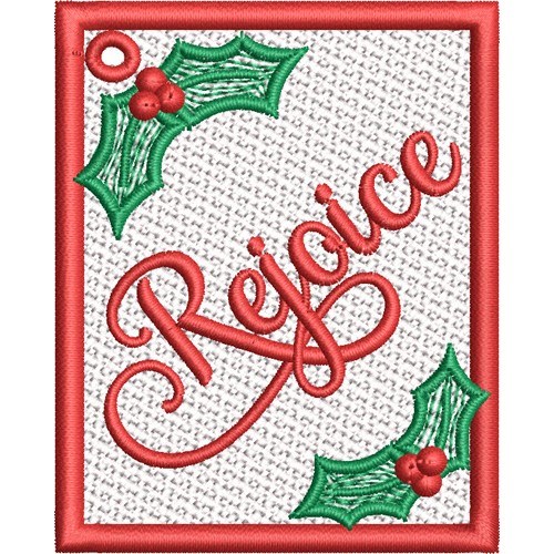FSL Holiday Gift Tag Rejoice Machine Embroidery Design