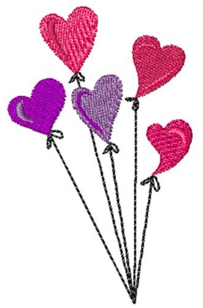 Picture of Valentines Day Heart Balloons Machine Embroidery Design