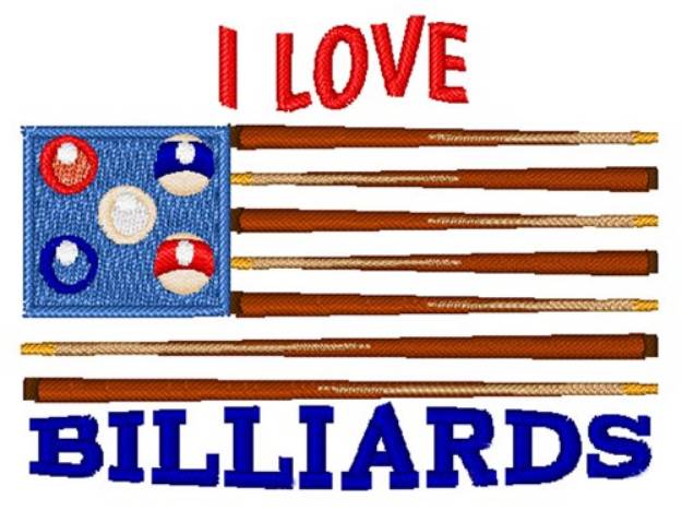 Picture of I Love Billiards Machine Embroidery Design