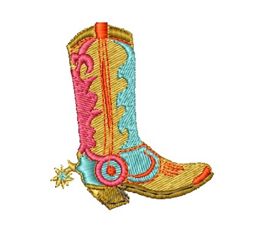 Western Cowboy Boot Machine Embroidery Design