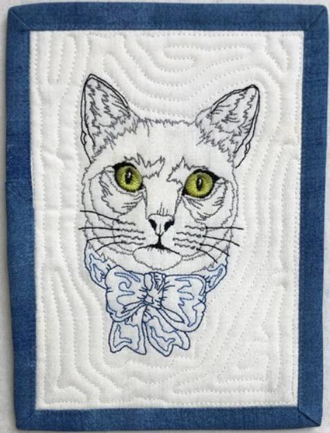Picture of Elegant Cat Mug Rug 5 Machine Embroidery Design