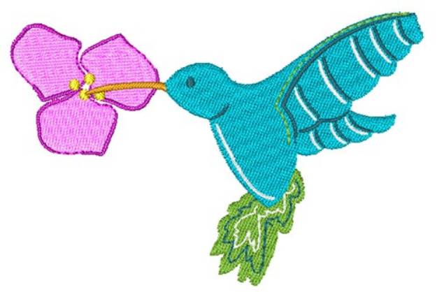 Picture of Hummingbird & Flower Machine Embroidery Design