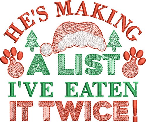 Hes Making a List Machine Embroidery Design