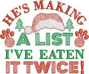 Picture of Hes Making a List Machine Embroidery Design