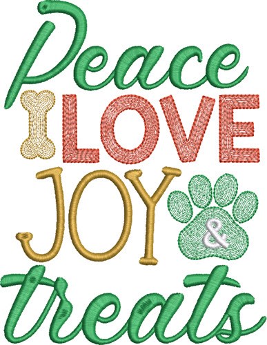 Peace, Love, Joy, Treat Machine Embroidery Design