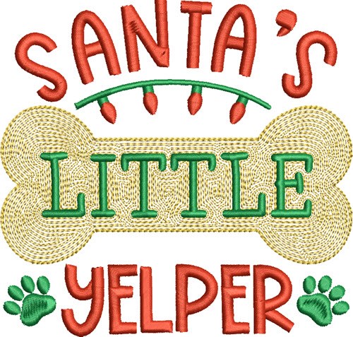 Santas Little Yelper Machine Embroidery Design