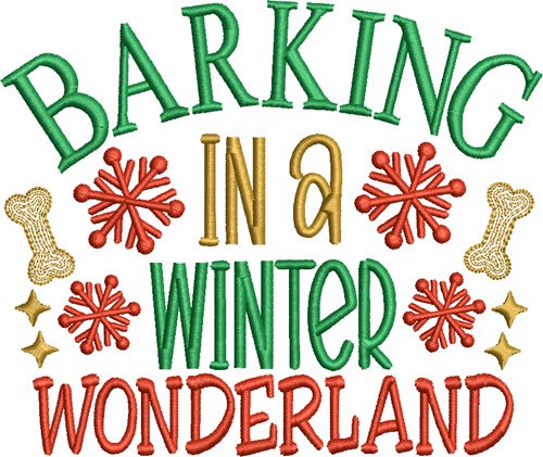 Barking In a Winter Wonderland Machine Embroidery Design
