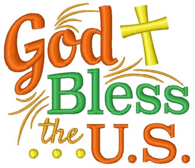 Picture of God Bless The US Machine Embroidery Design