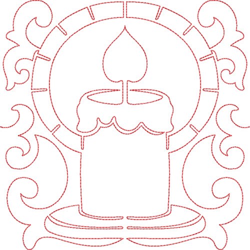Holiday Candle Block Machine Embroidery Design