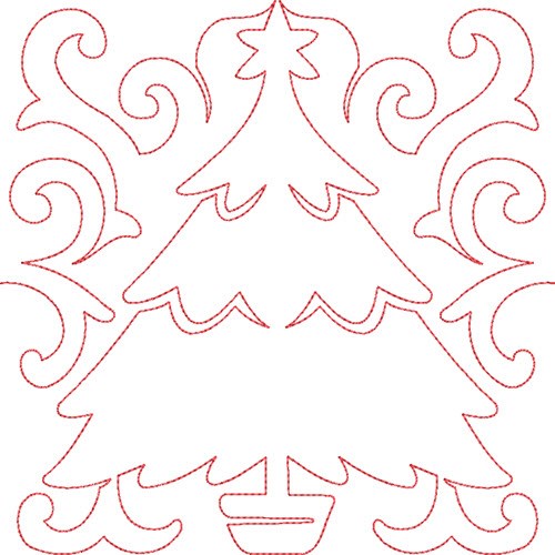 Christmas Tree Block Machine Embroidery Design