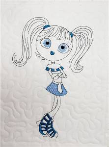 Picture of ITH Mylar Ponytail Girl Machine Embroidery Design