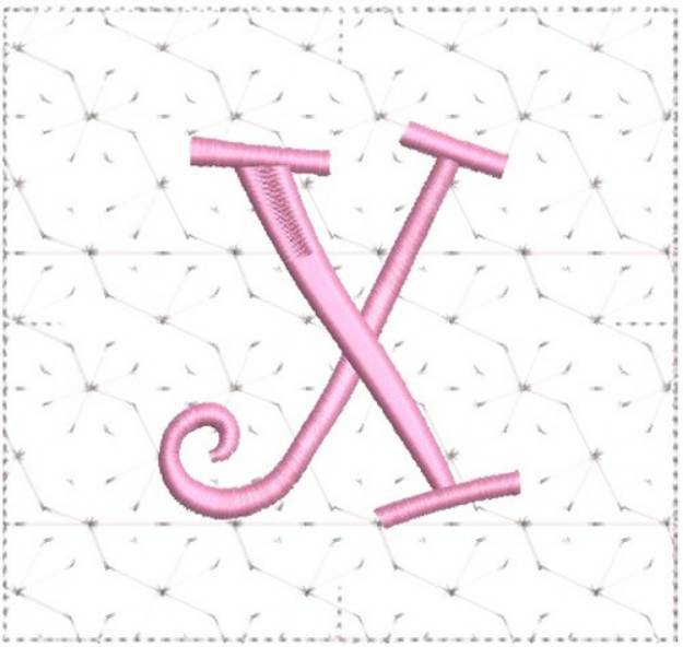 Picture of Curly Alphabet Quilt Block X Machine Embroidery Design