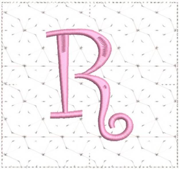 Picture of Curly Alphabet Quilt Block R Machine Embroidery Design
