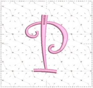 Picture of Curly Alphabet Quilt Block P Machine Embroidery Design