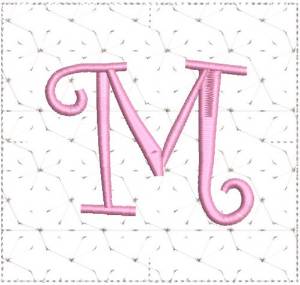 Picture of Curly Alphabet Quilt Block M Machine Embroidery Design
