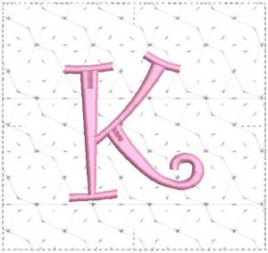 Picture of Curly Alphabet Quilt Block K Machine Embroidery Design