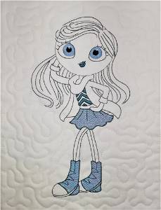 Picture of ITH Mylar Blue Girl Machine Embroidery Design