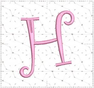 Picture of Curly Alphabet Quilt Block H Machine Embroidery Design