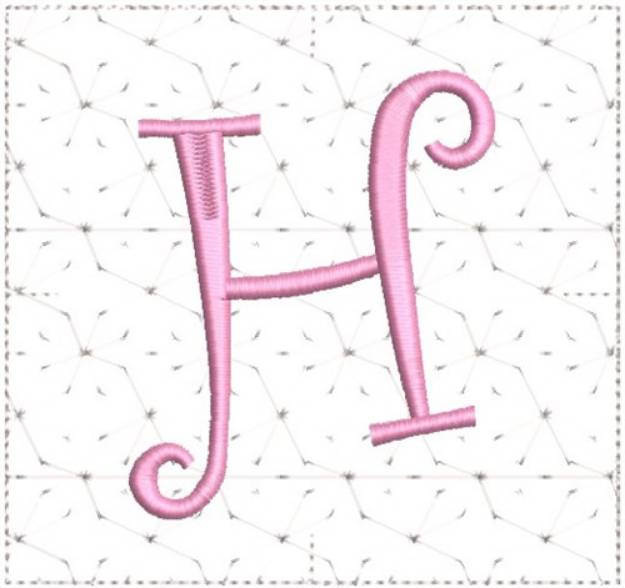 Picture of Curly Alphabet Quilt Block H Machine Embroidery Design
