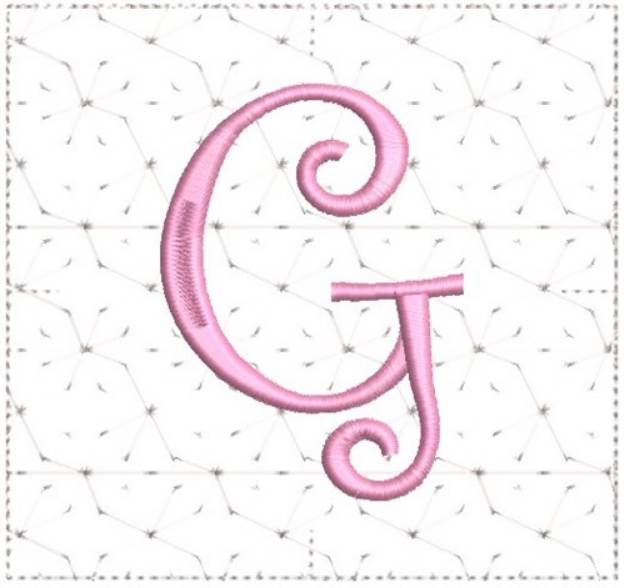 Picture of Curly Alphabet Quilt Block G Machine Embroidery Design