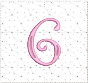 Picture of Curly Alphabet Quilt Block 6 Machine Embroidery Design