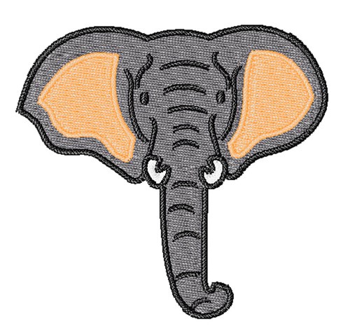 Elephant Head Machine Embroidery Design