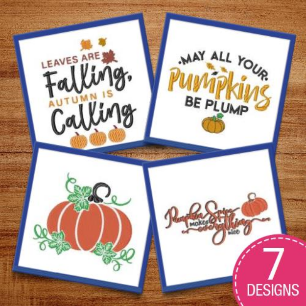 Picture of Pumpkin Kisses Harvest Wishes Embroidery Design Pack