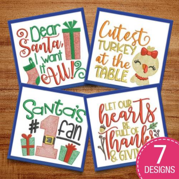 Picture of Holiday Word Art Embroidery Design Pack