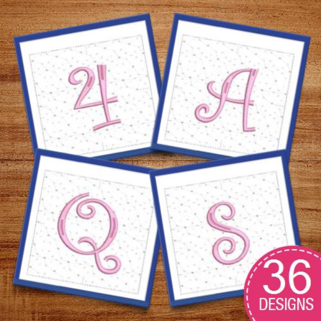 Picture of Curly Alphabet Quilt Block Set Embroidery Design Pack