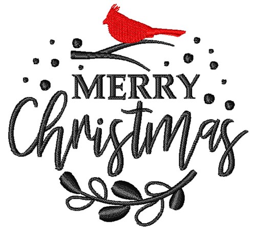 Merry Christmas Cardinal Machine Embroidery Design