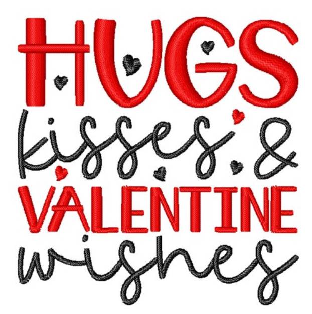 Picture of Hugs Kisses Valentine Wishes Machine Embroidery Design